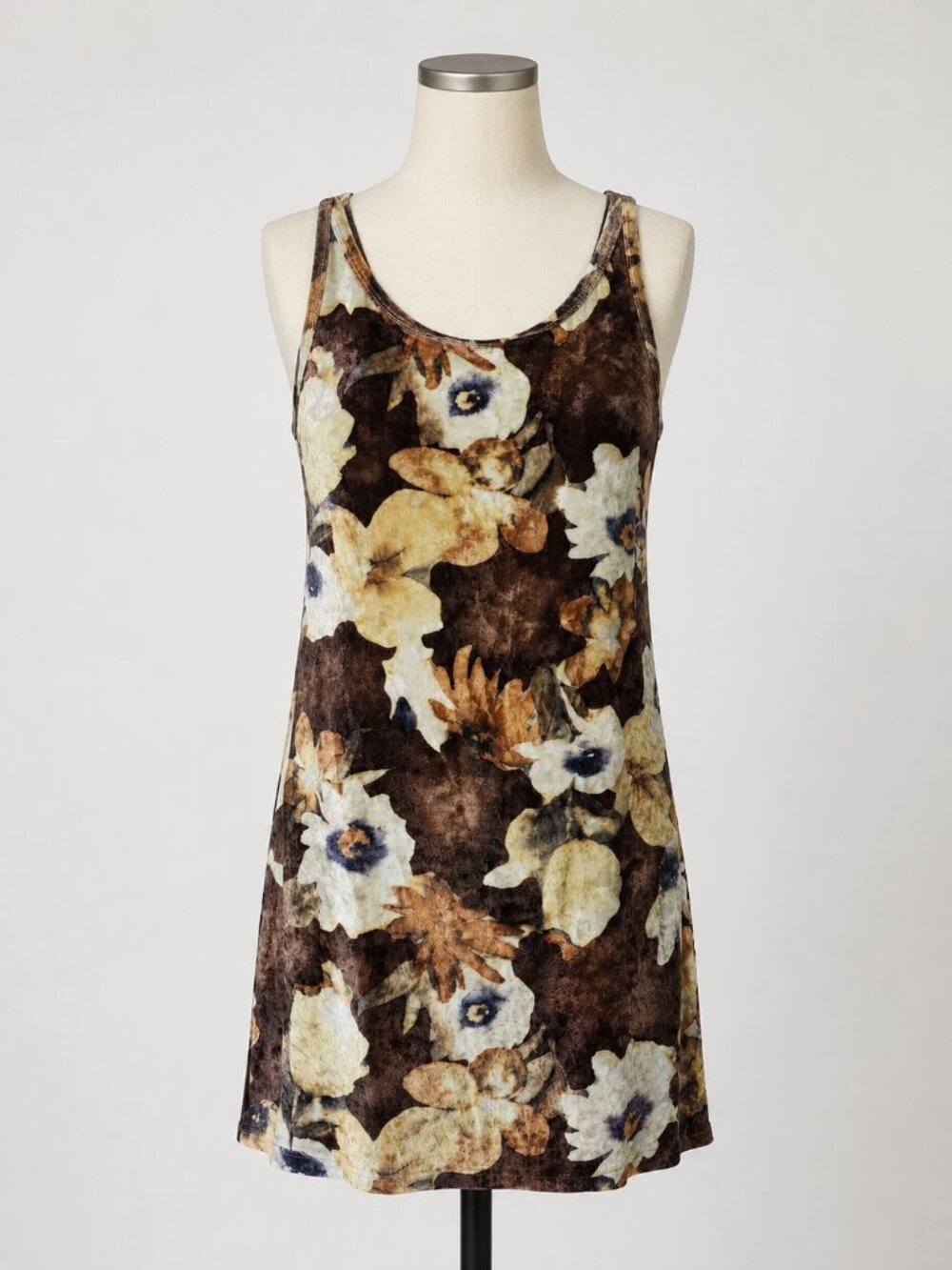 Vintage Tickets Clothing Floral Velvet Mini Dress Size Medium